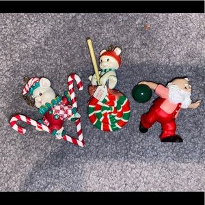 Vintage ornament bundle candy cane /Santa